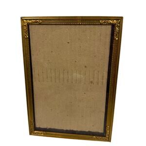 VINTAGE Picture Photo Frame 5x7” Brass? Gold Metal Ornate Standing Floral Etched